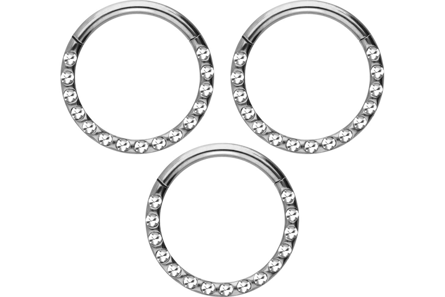 SET Chirurgenstahl Segmentring Clicker Piercing KRISTALLE + EPOXY